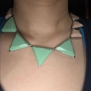 Pink and Mint Green Triangle Necklace